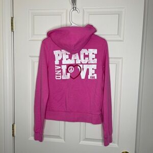 Pink Victoria’s Secret zip hoodie large y2k 2008 vintage
